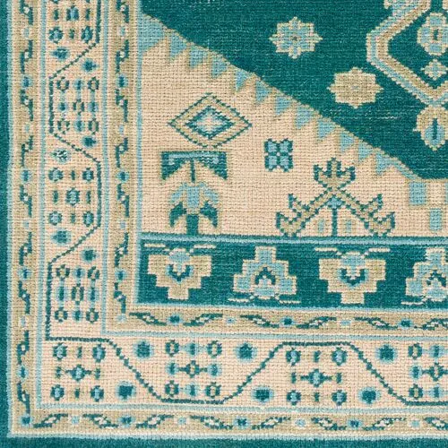 Mindy Hand-Knotted Rug - Emerald/Beige - Green - Green