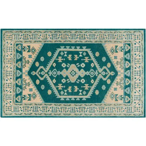 Mindy Hand-Knotted Rug - Emerald/Beige - Green - Green