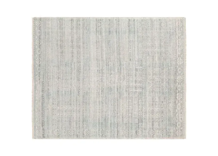 Joan Hand-Knotted Rug - Teal/White - Green - Green