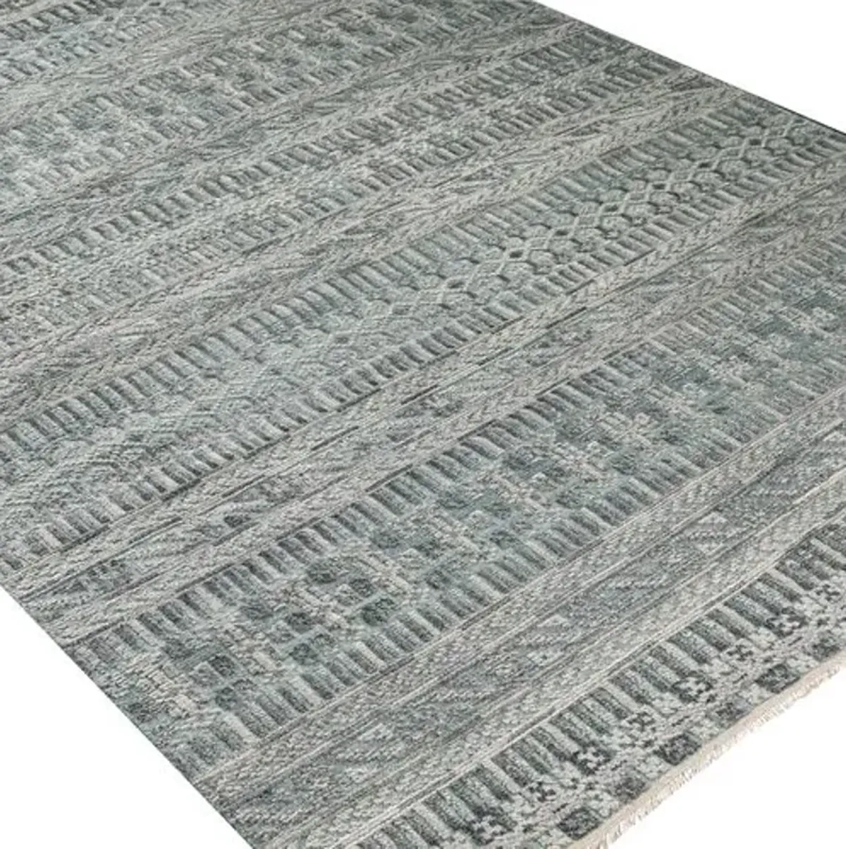 Joan Hand-Knotted Rug - Sage/Gray - Green - Green