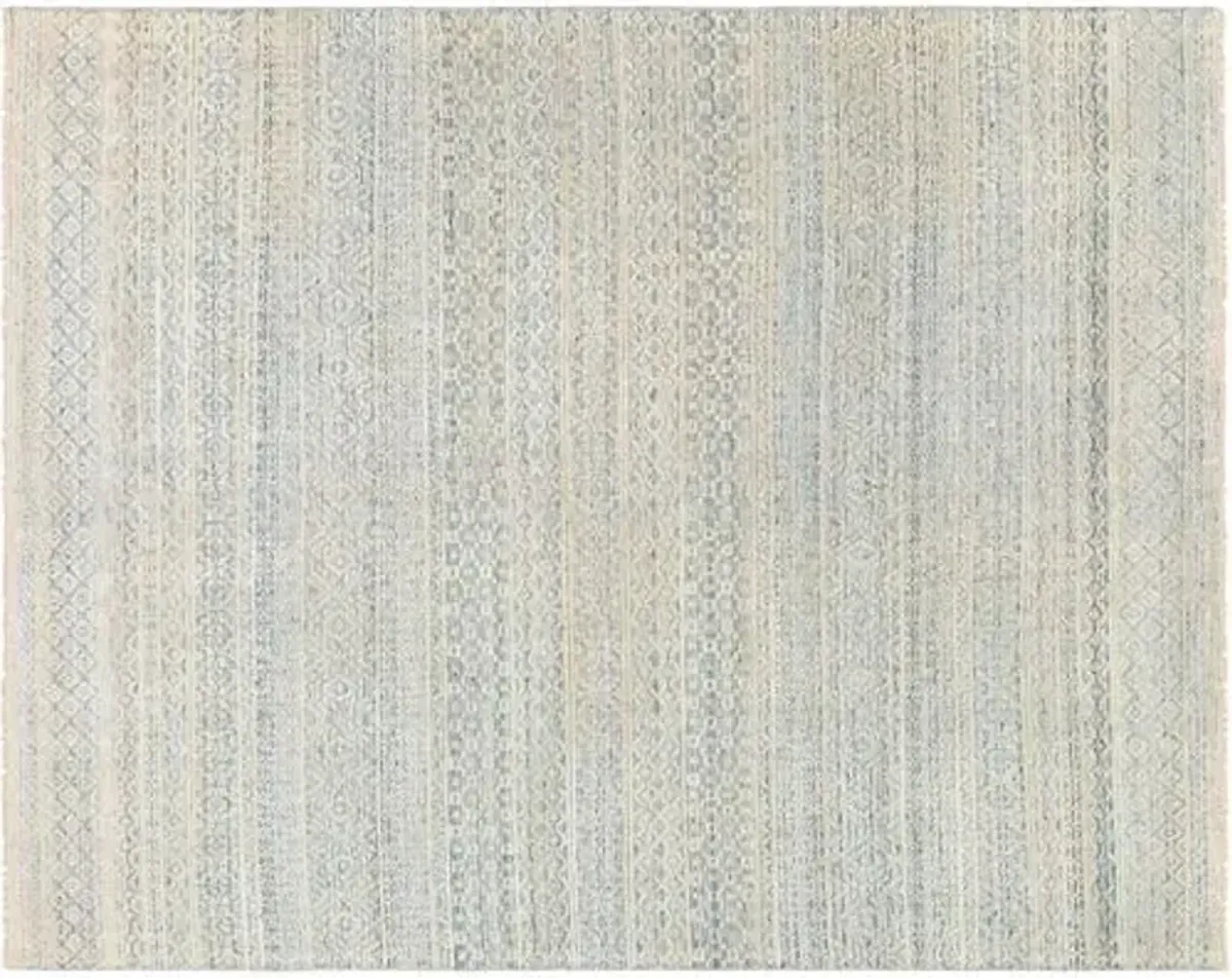 Joan Hand-Knotted Rug - Blue/Ivory - Blue