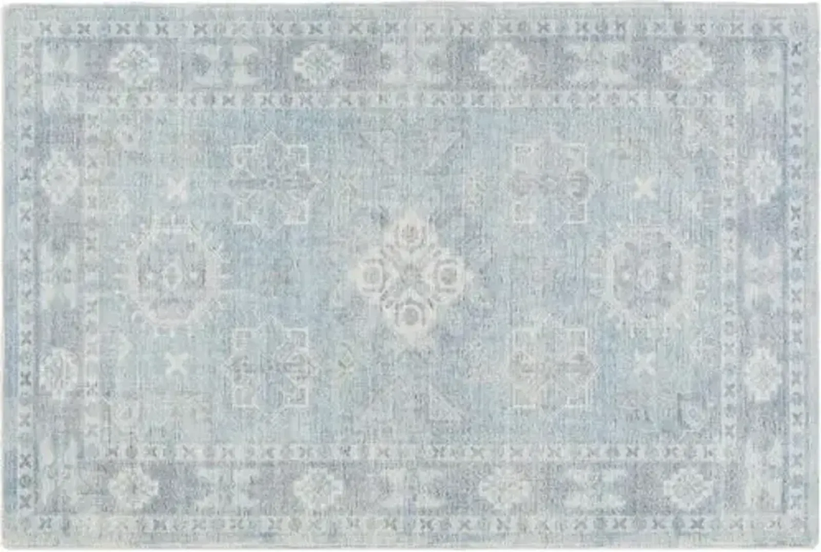 Sutton Hand-Tufted Rug - Denim/Peach - Blue - Blue