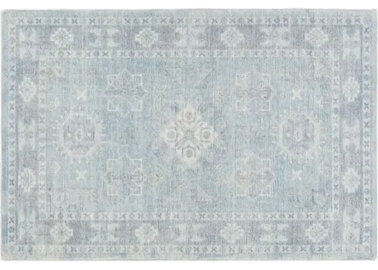 Sutton Hand-Tufted Rug - Denim/Peach - Blue - Blue