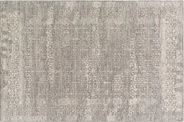 Brandy Hand-Knotted Rug, Gray/Cream
