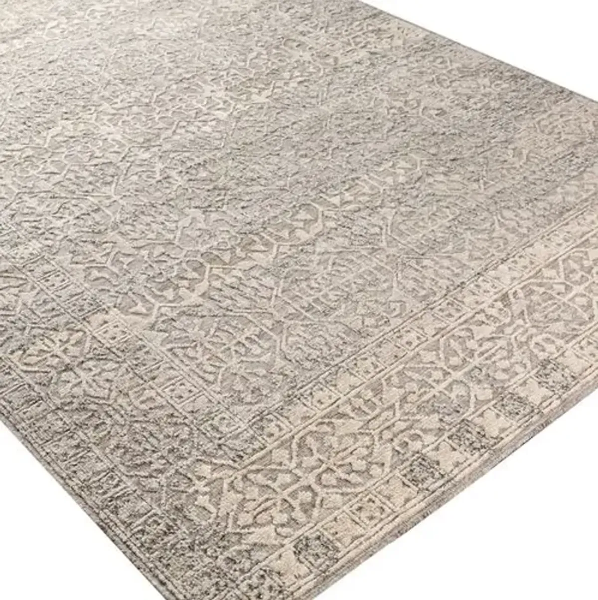 Brandy Hand-Knotted Rug - Gray/Cream - Gray