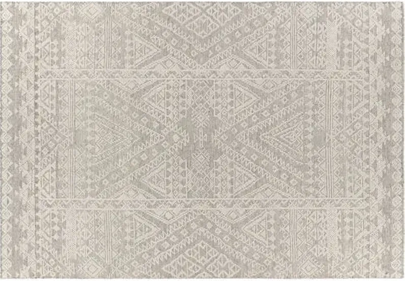 Brandy Hand-Knotted Rug - Gray/Beige - Gray