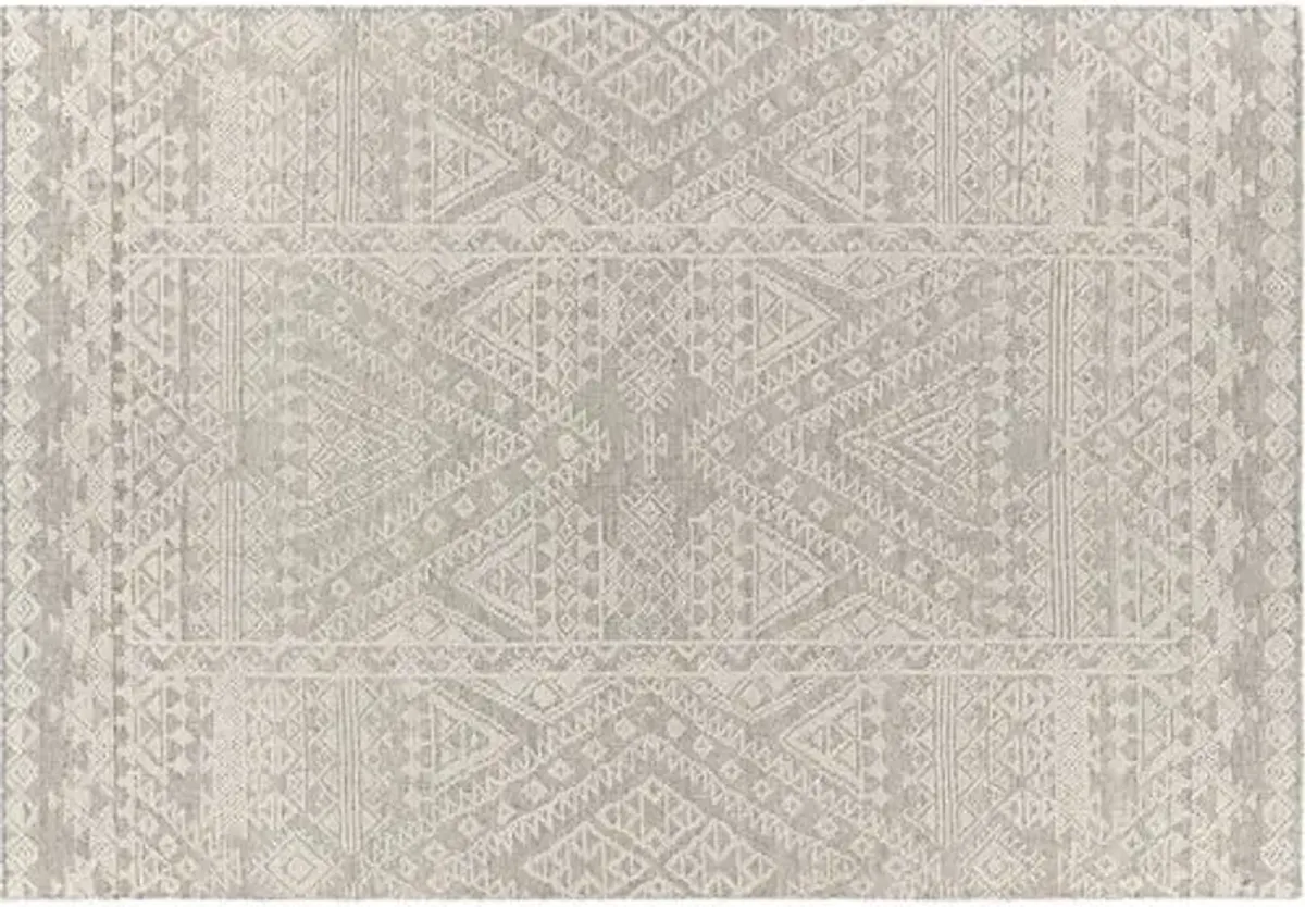 Brandy Hand-Knotted Rug - Gray/Beige - Gray