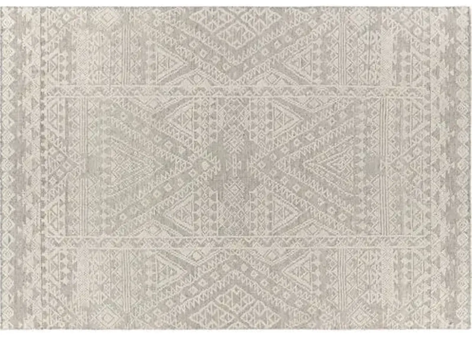 Brandy Hand-Knotted Rug - Gray/Beige - Gray