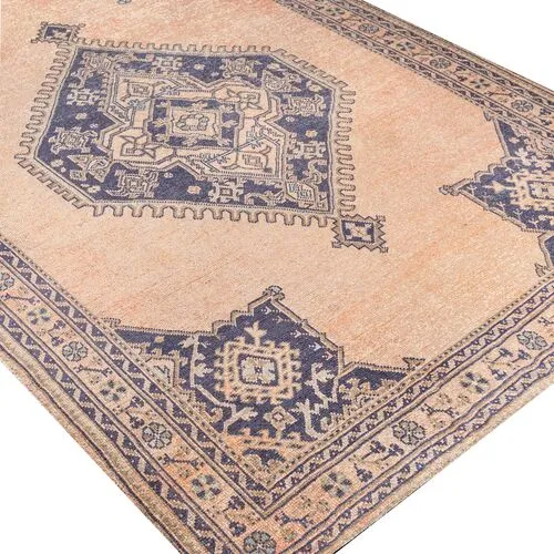 Kylie Hand-Tufted Rug - Peach/Navy - Blue - Blue