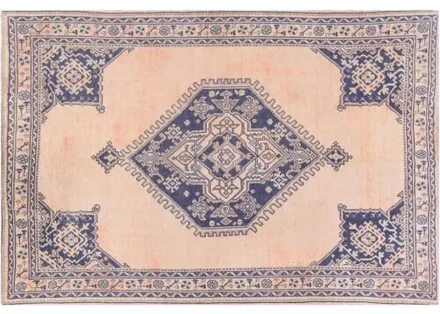 Kylie Hand-Tufted Rug - Peach/Navy - Blue - Blue