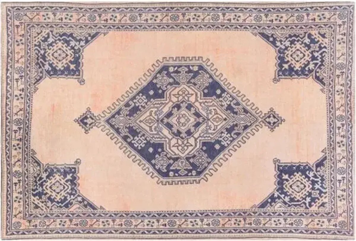 Kylie Hand-Tufted Rug - Peach/Navy - Blue - Blue