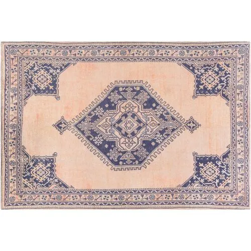 Kylie Hand-Tufted Rug - Peach/Navy - Blue - Blue