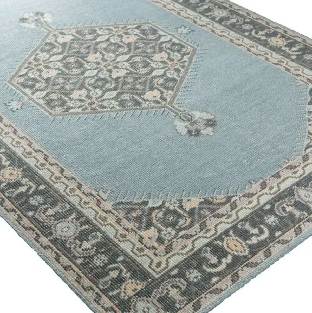 Daira Hand-Knotted Rug - Aqua/Gray - Blue - Blue