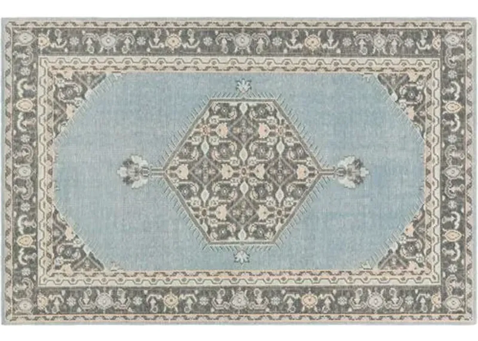 Daira Hand-Knotted Rug - Aqua/Gray - Blue - Blue