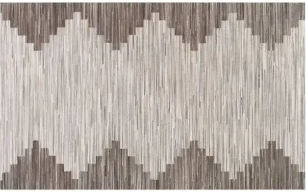 Ziggy Hide Rug - Silver/Beige - Handcrafted - Silver