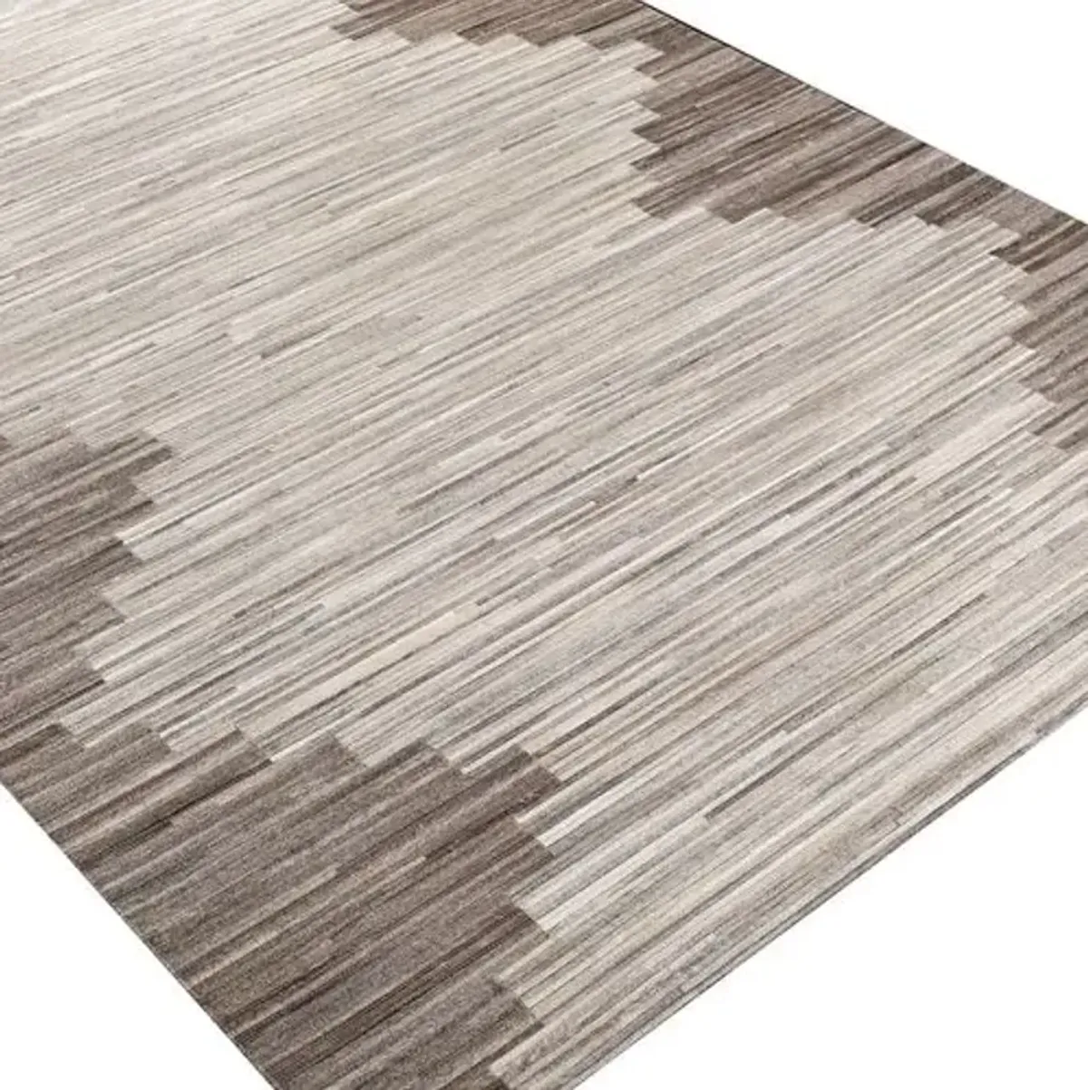 Ziggy Hide Rug - Silver/Beige - Handcrafted - Silver