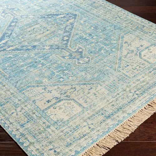 Lisa Handwoven Rug - Sky Blue/Sage - Blue