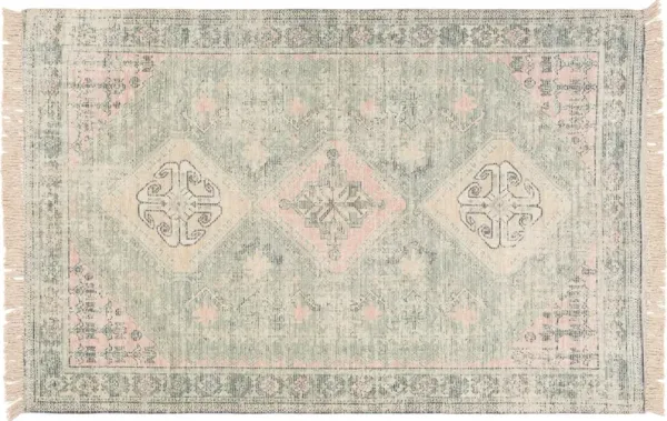 Lisa Handwoven Rug, Sage/Pink