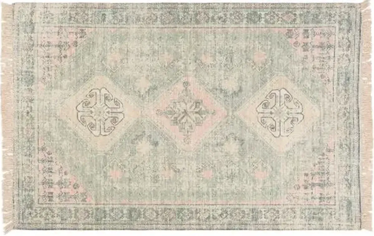 Lisa Handwoven Rug - Sage/Pink - Green - Green