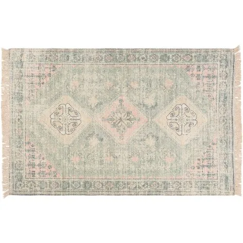 Lisa Handwoven Rug - Sage/Pink - Green - Green