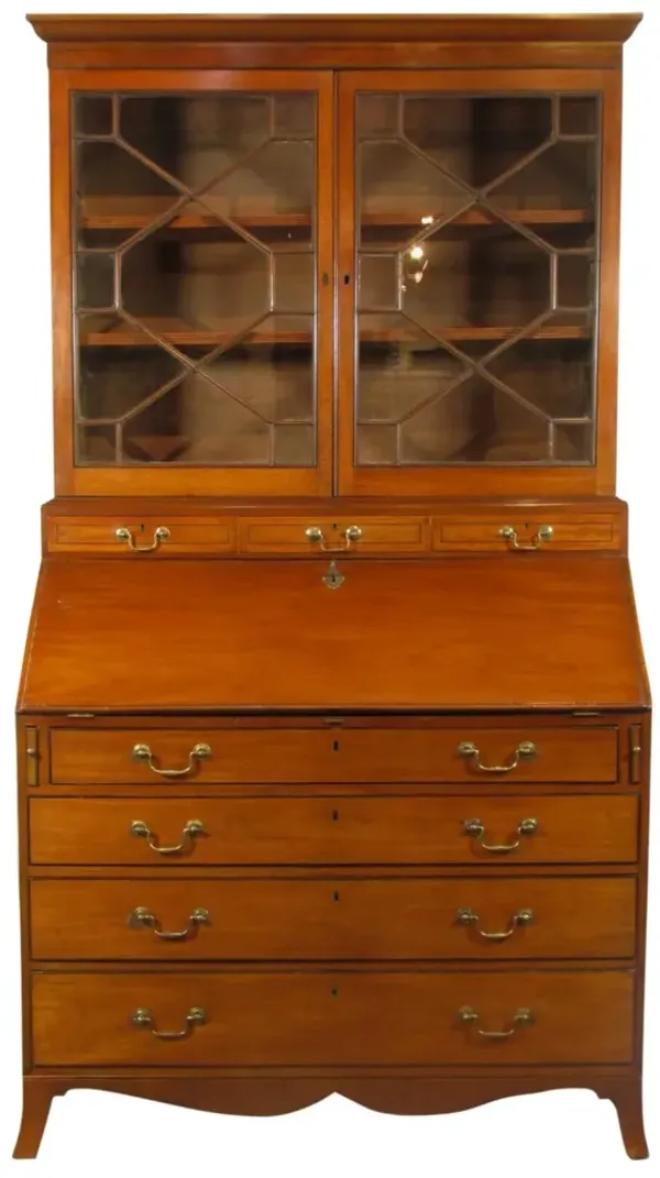 19th-C. Georgian Secretary Bookcase - The Barn at 17 Antiques - Brown