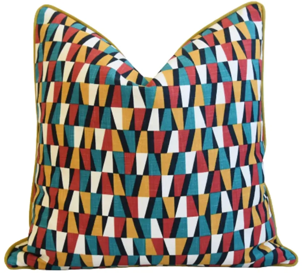 Geometric Teal/Red/Gold Pillows - Set of 2