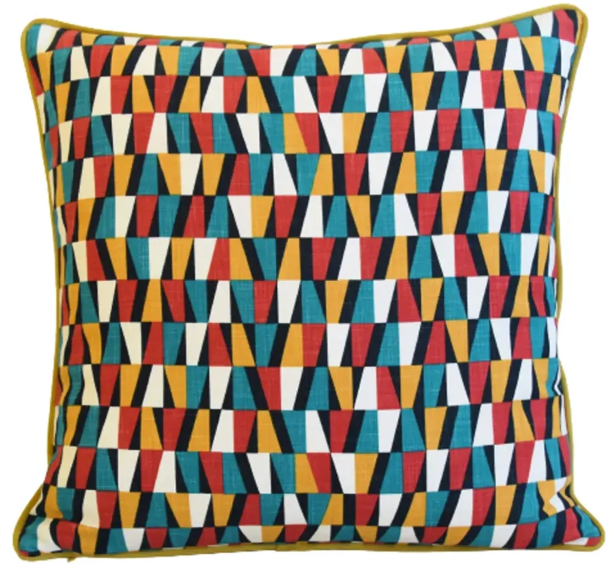 Geometric Teal/Red/Gold/ White Pillow