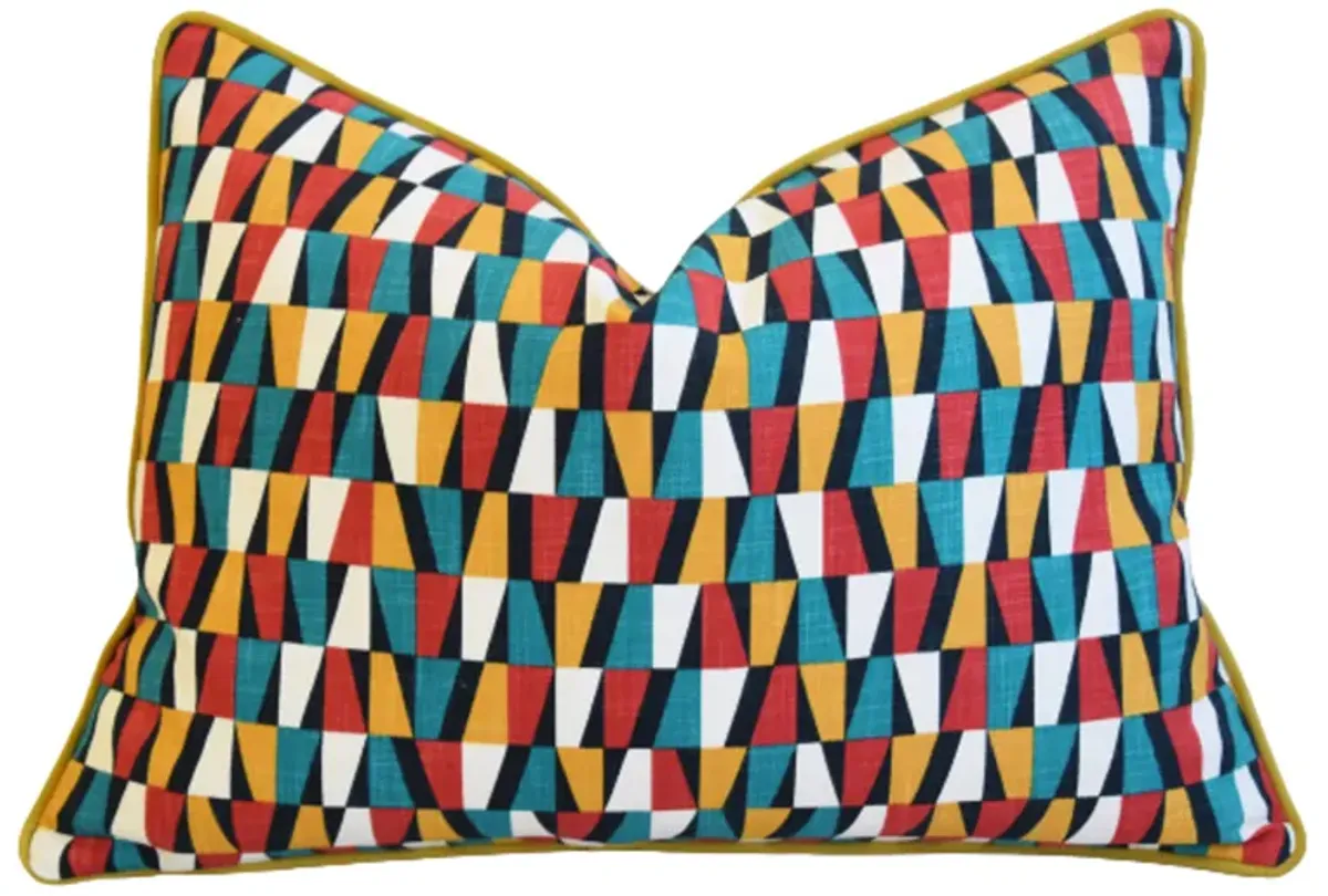 Geometric Teal/Red/Gold Pillows - Set of 2