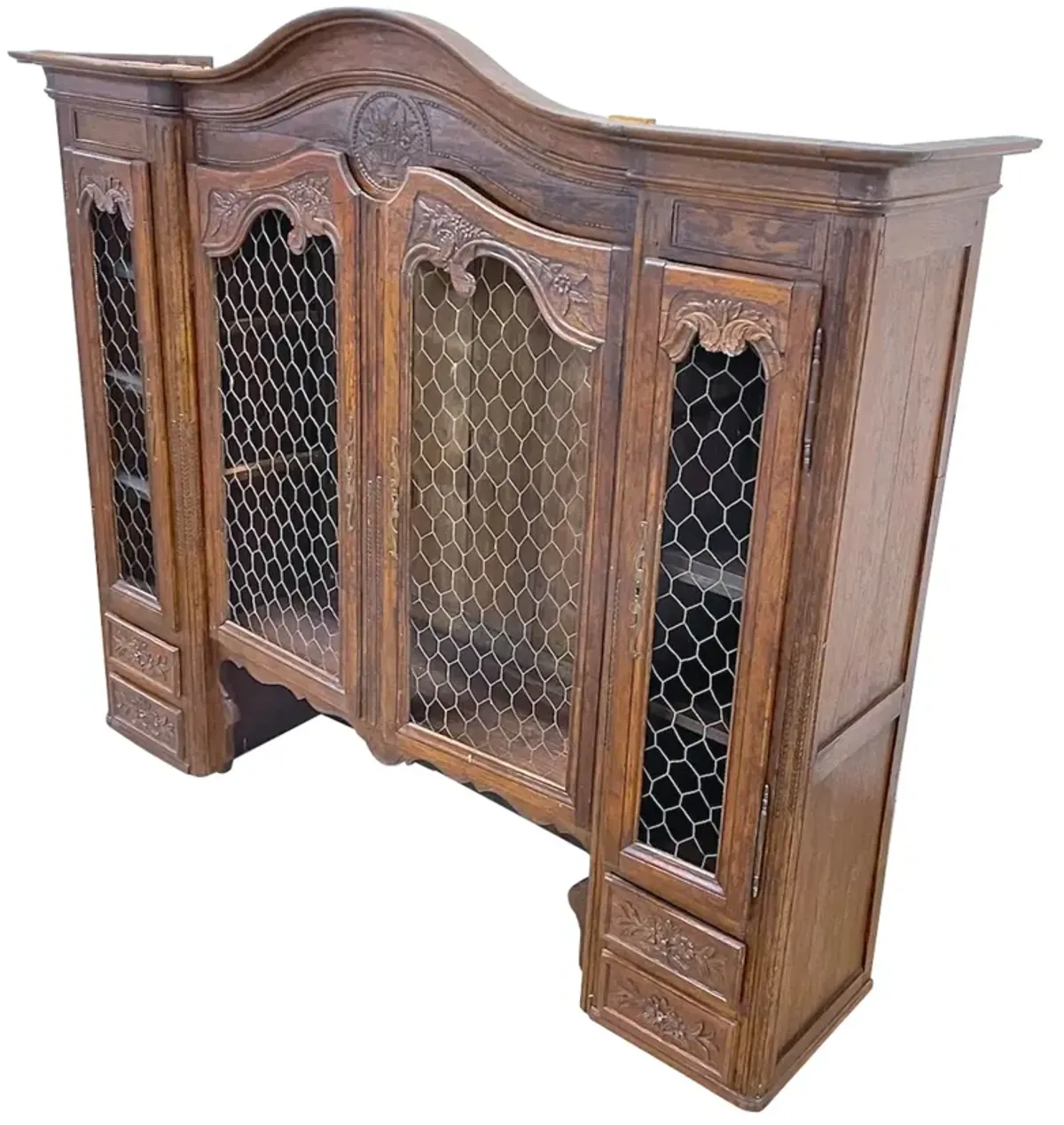 Antique French Wall Hutch - Vermilion Designs - Brown