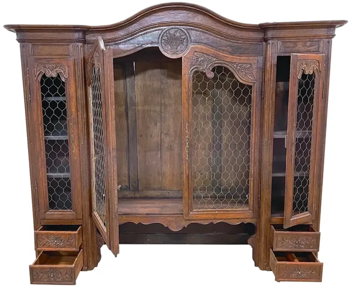 Antique French Wall Hutch - Vermilion Designs - Brown