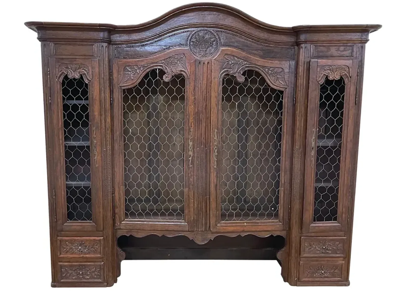 Antique French Wall Hutch - Vermilion Designs - Brown