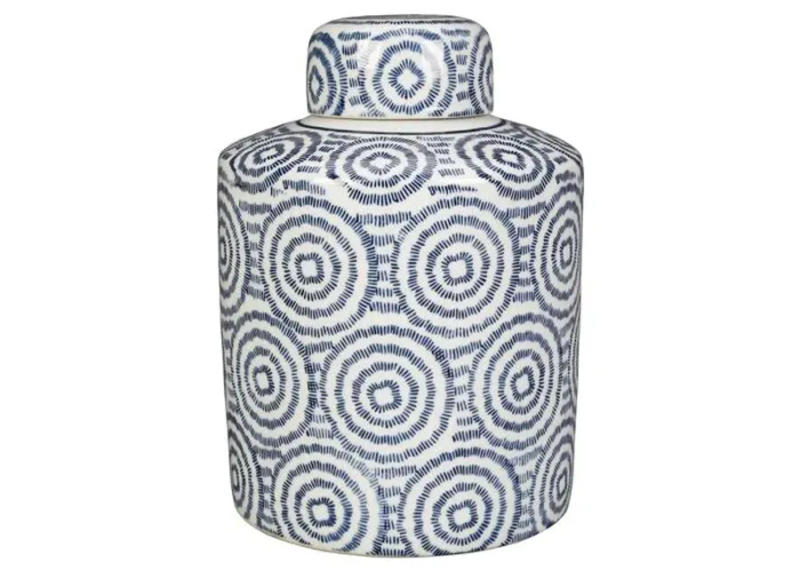 Blue & White Cylindrical Jar