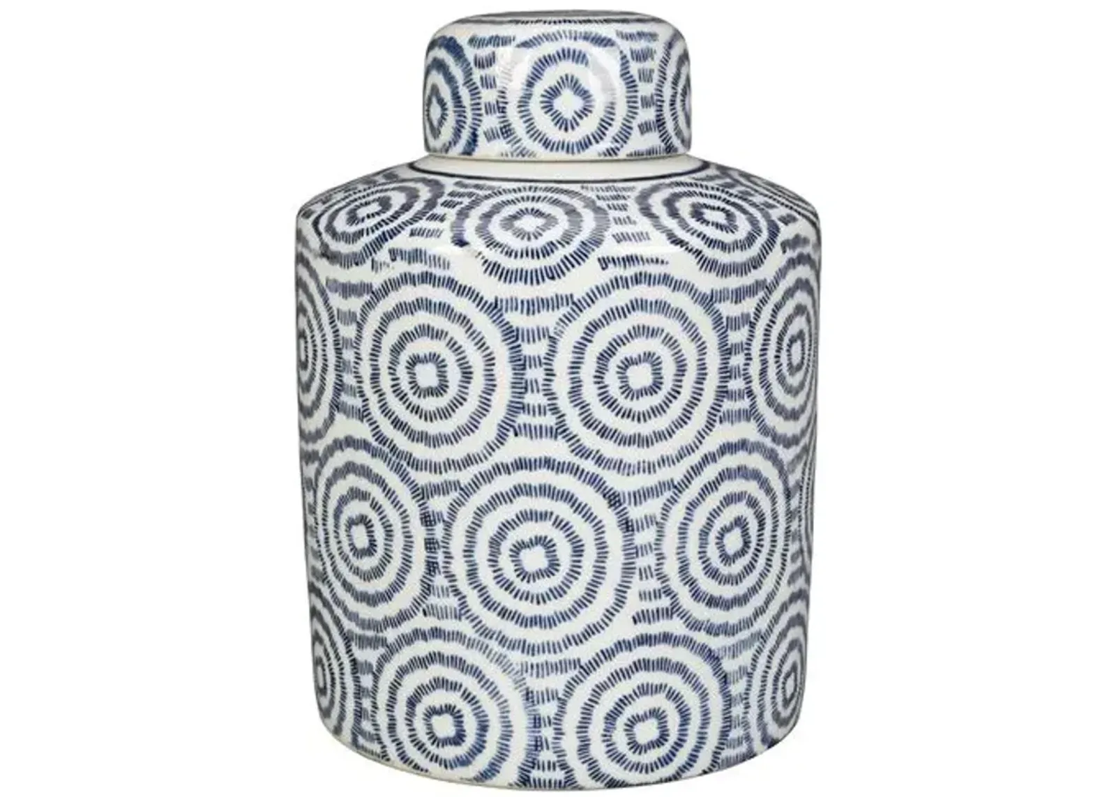 Blue & White Cylindrical Jar