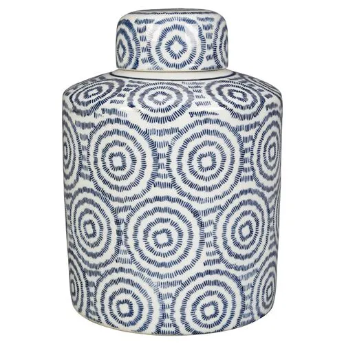 Blue & White Cylindrical Jar