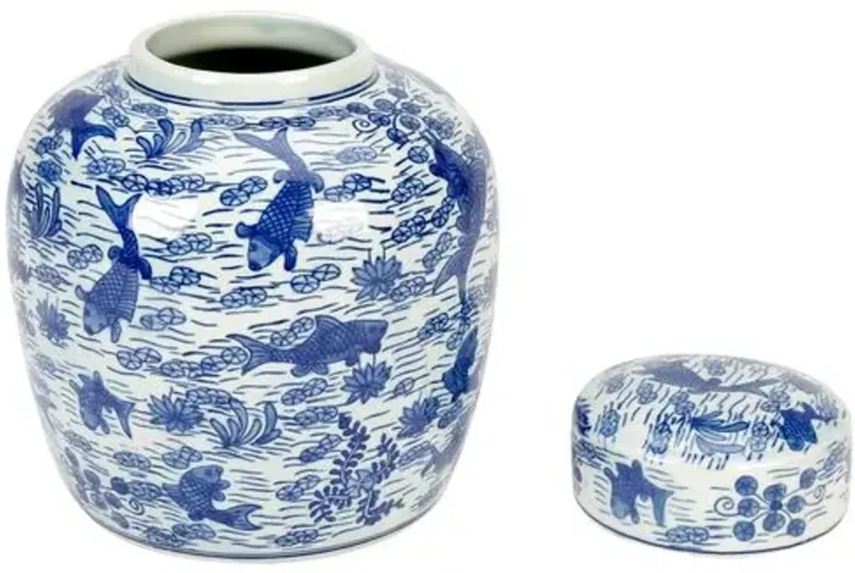 Koi Pond Jar with Lid - Blue