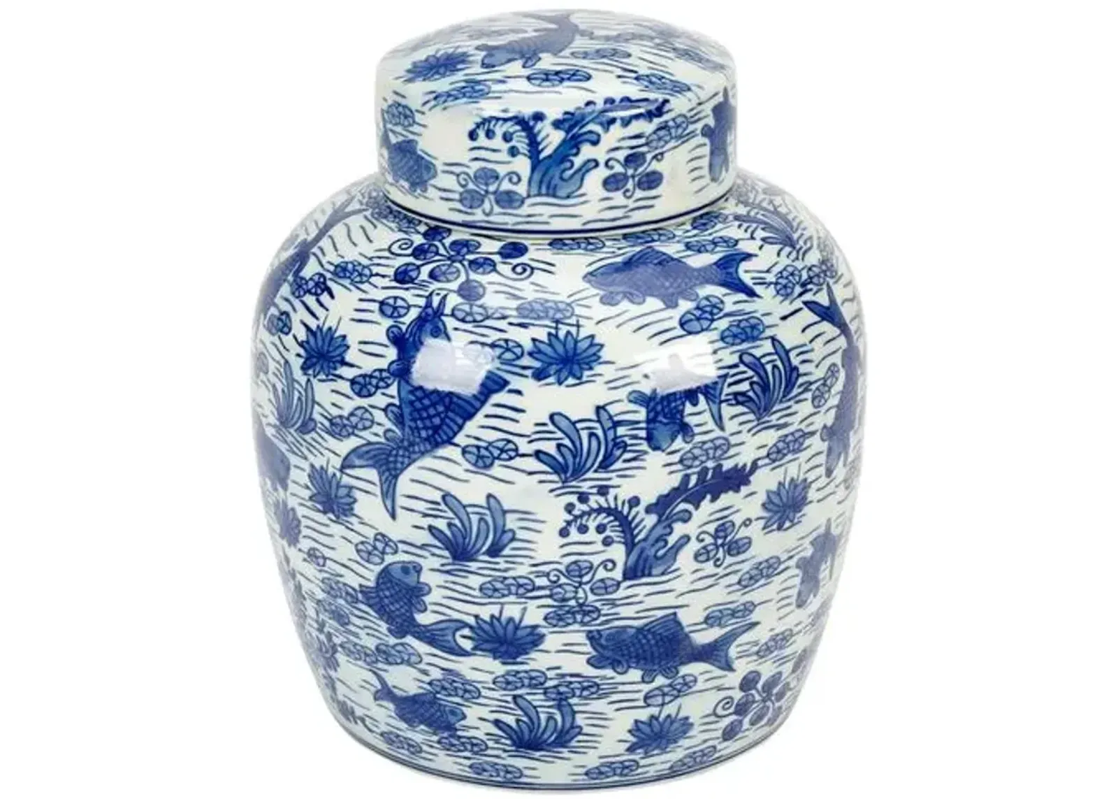 Koi Pond Jar with Lid - Blue