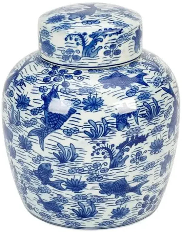 Koi Pond Jar with Lid - Blue
