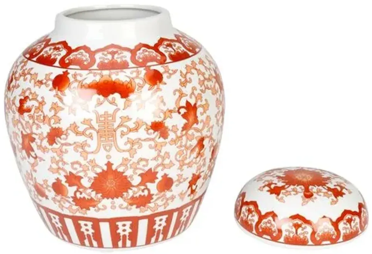 Red Floral Jar with Lid