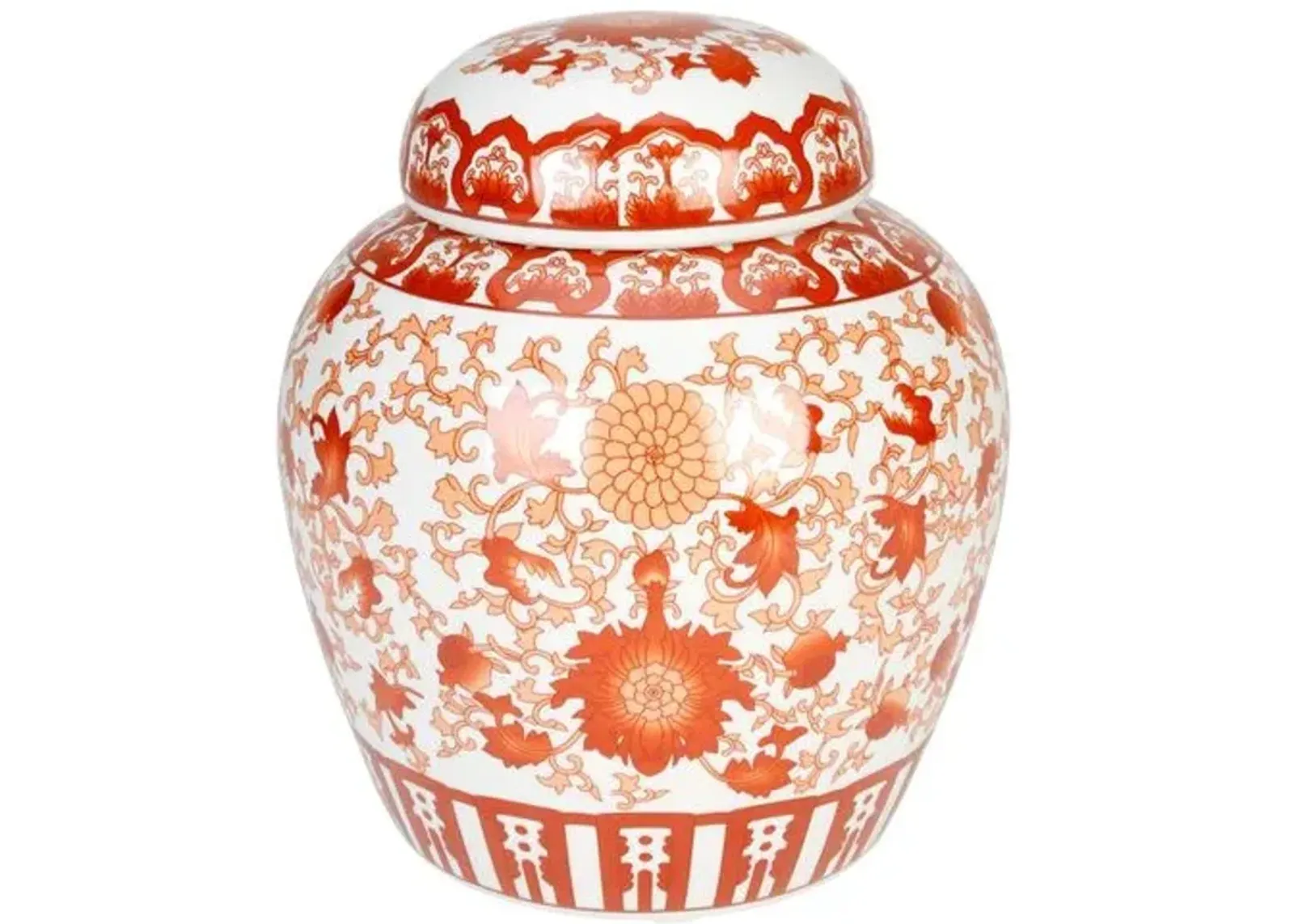 Red Floral Jar with Lid