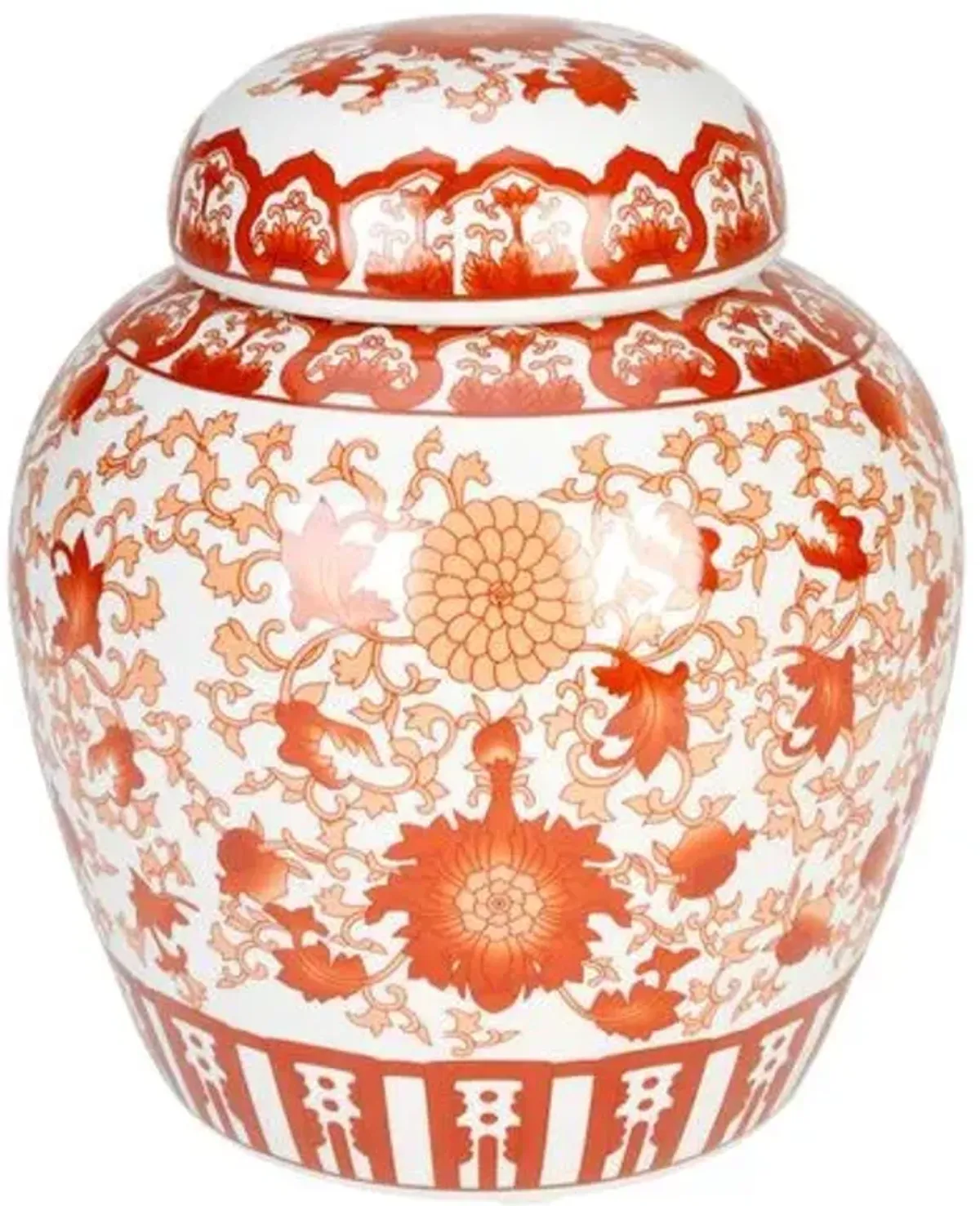 Red Floral Jar with Lid