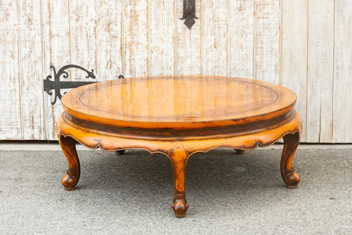 Antique Ming Style Round Coffee Table - de-cor - Brown