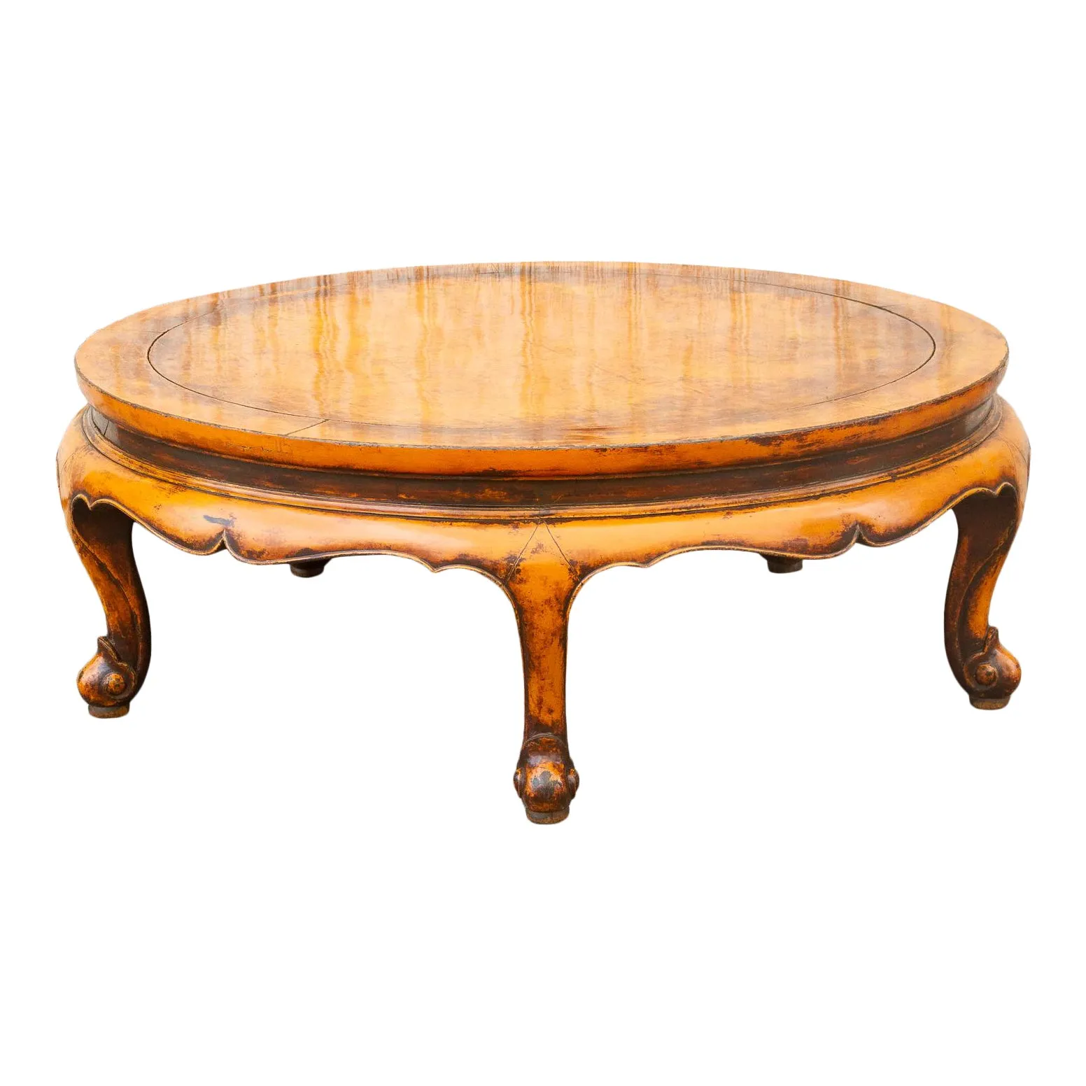 Antique Ming Style Round Coffee Table - de-cor - Brown
