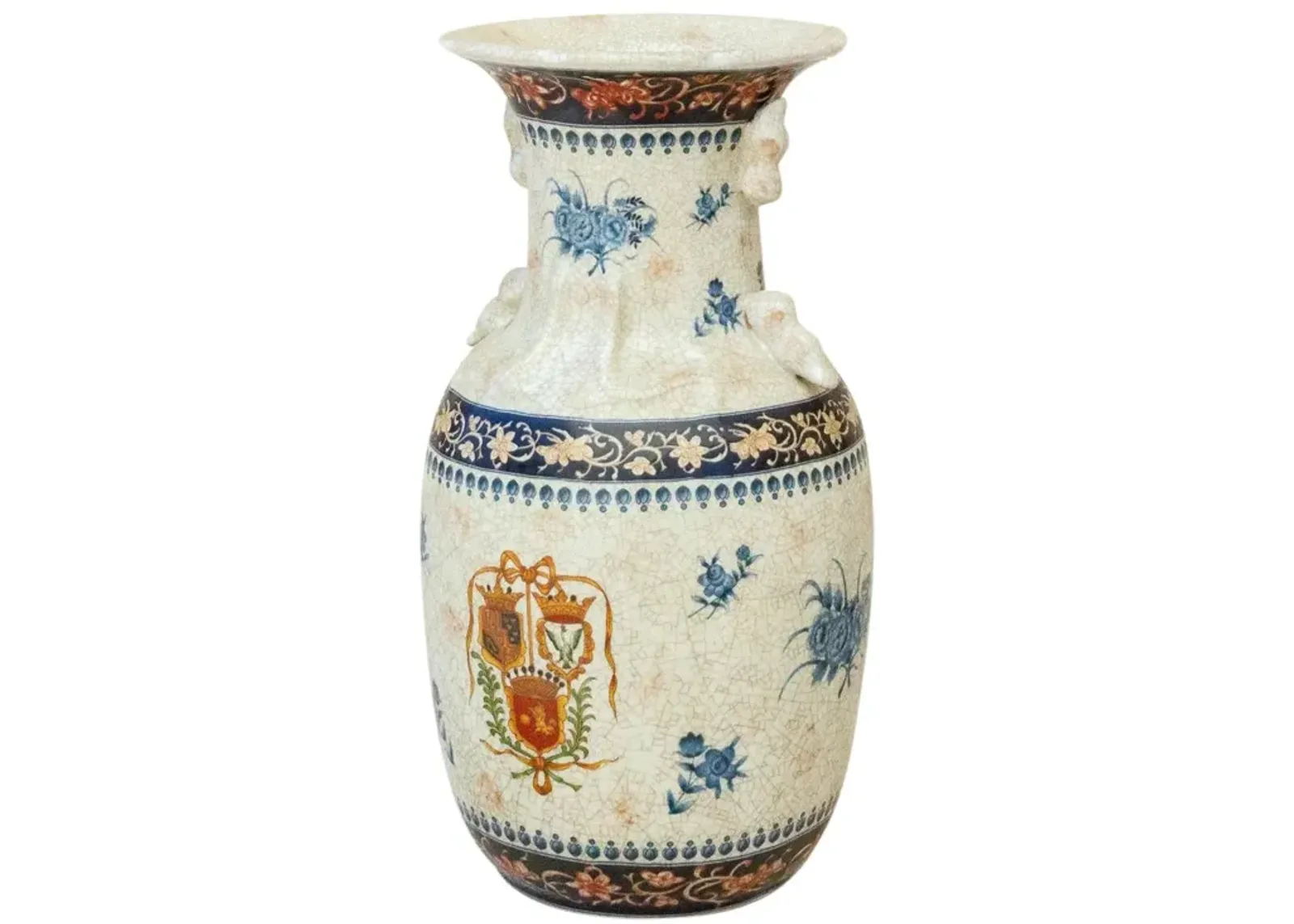 Chinese Export Armorial Painted Vase - de-cor - beige