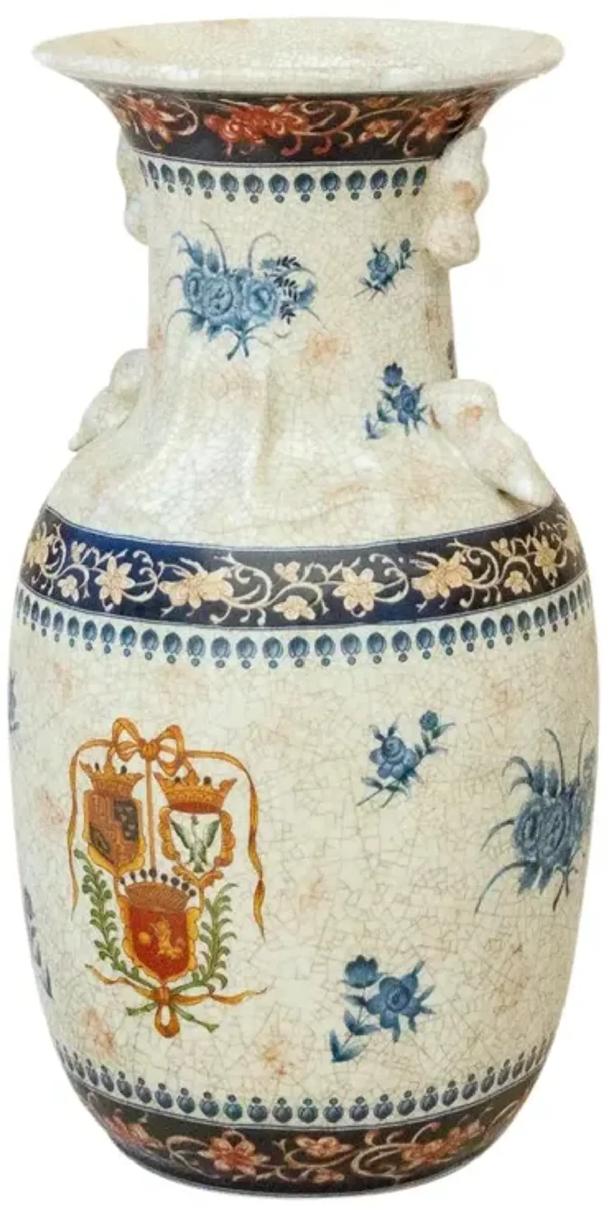 Chinese Export Armorial Painted Vase - de-cor - beige