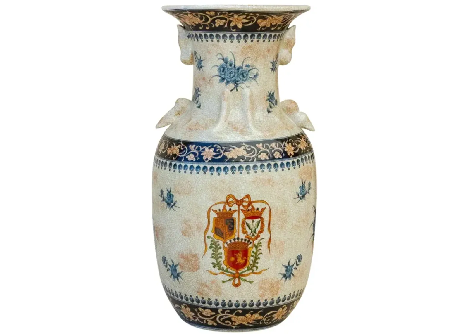 Elegant Chinese Export Painted Vase - de-cor - Brown