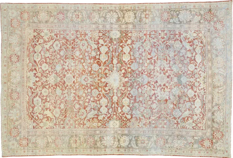 Antique Persian Mahal Rug - 7'x10'6" - Esmaili Rugs & Antiques - Red - Red