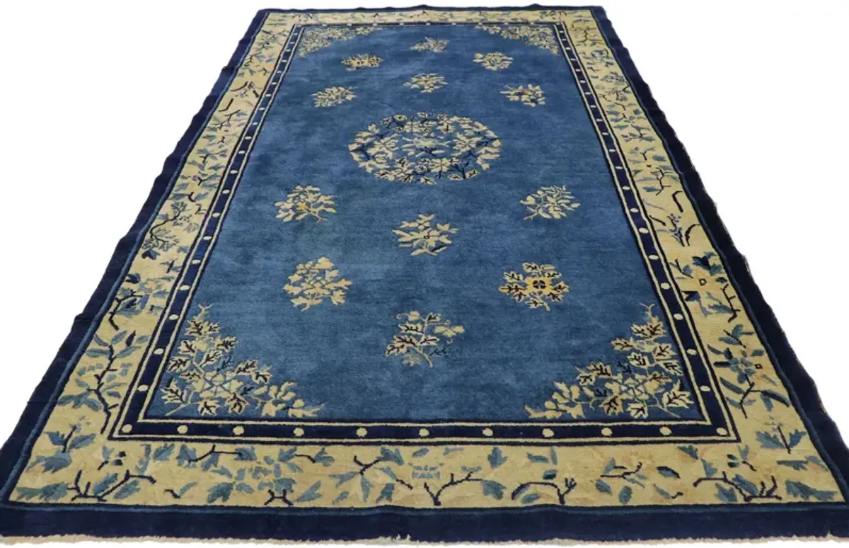 Antique Chinese Peking Rug - 4'01 x 6'09 - Esmaili Rugs & Antiques - Blue - Blue