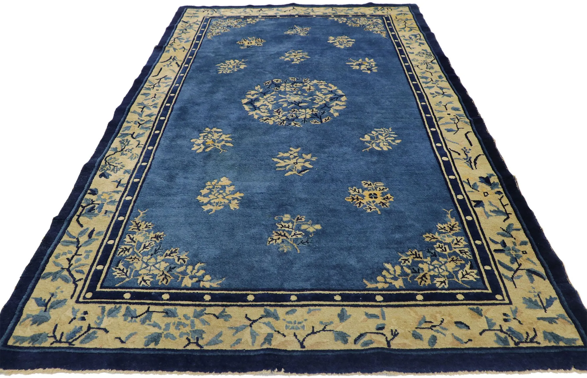 Antique Chinese Peking Rug - 4'01 x 6'09 - Esmaili Rugs & Antiques - Blue - Blue