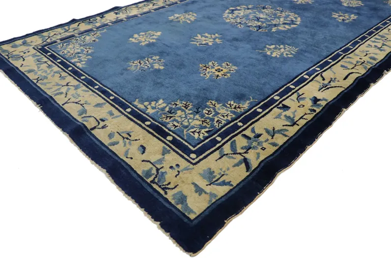 Antique Chinese Peking Rug - 4'01 x 6'09 - Esmaili Rugs & Antiques - Blue - Blue