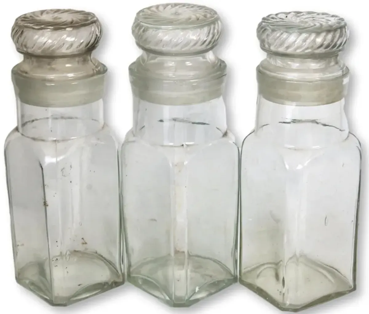 Antique French Apothecary Bottles - Set of 3 - New England Mercantile - Clear